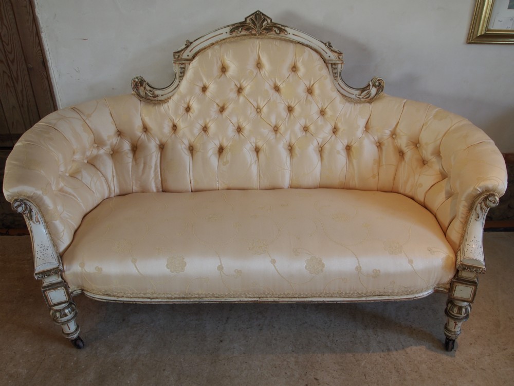 Sofa Settee Victorian original paint deep buttoned c1880