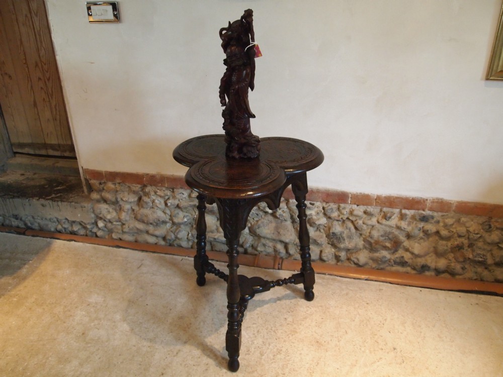 Table Victorian carved Oak lamp or hall table c1890