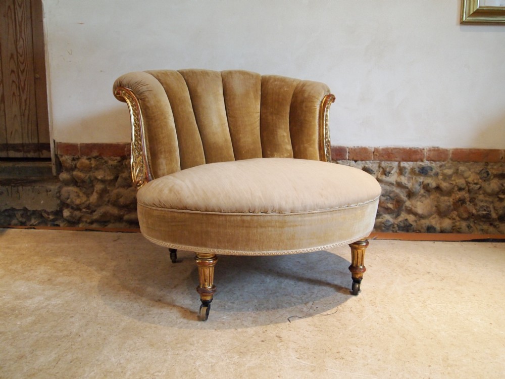 Chair Victorian shell back carved and gilded chair c1860