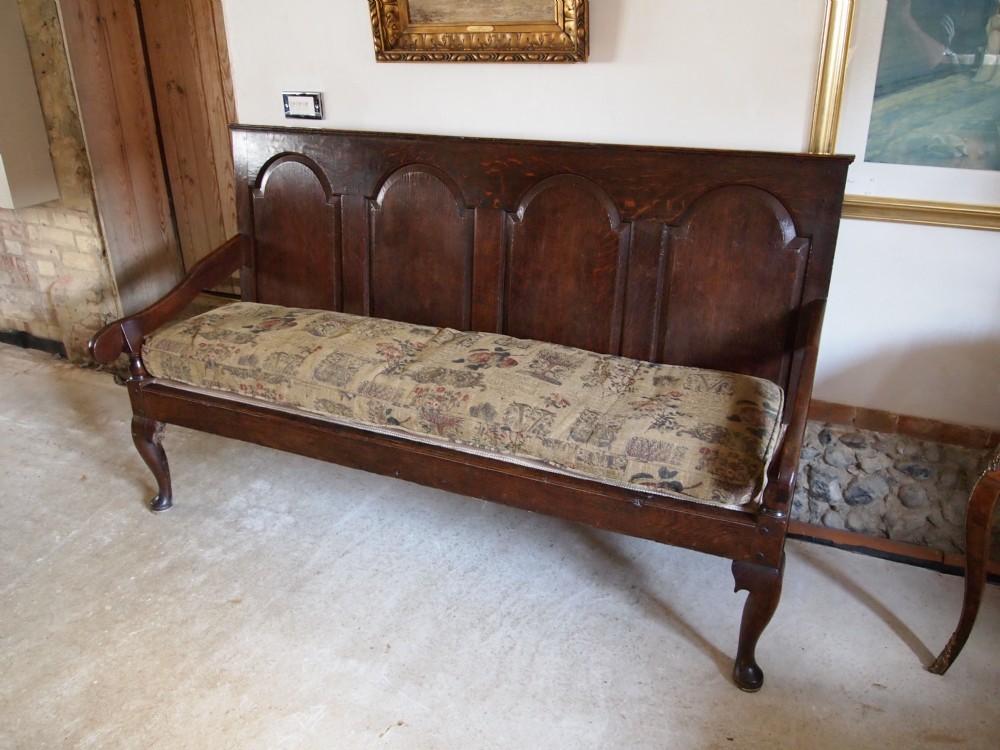 Settle bench settee George III panel back Oak c1770