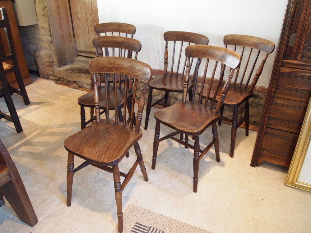 Chairs set of six Victorian kitchen Windsor chairs c1880