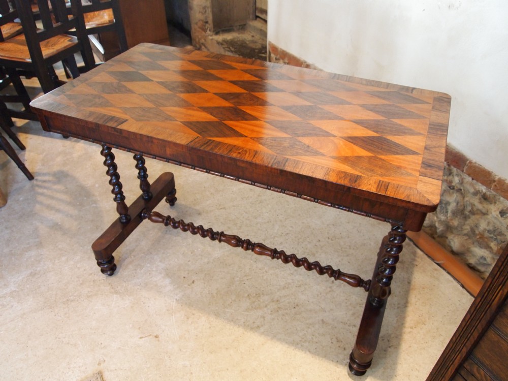 Table Victorian Rosewood and Satinwood Parquetry side or hall table c1870