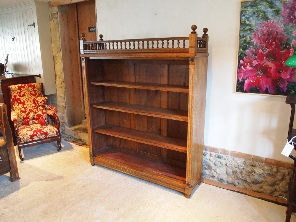 Bookcase arts and Crafts Pugin influenced Victorian Oak c1890