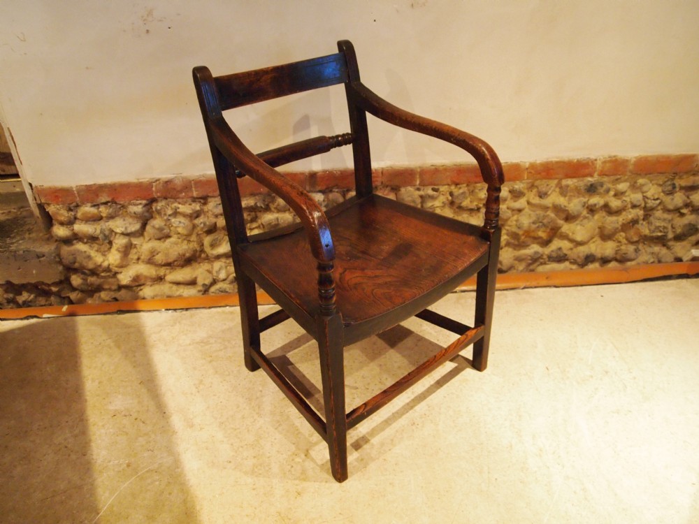 Chair armchair East Anglian George III Elm knife back Windsor chair c1810 