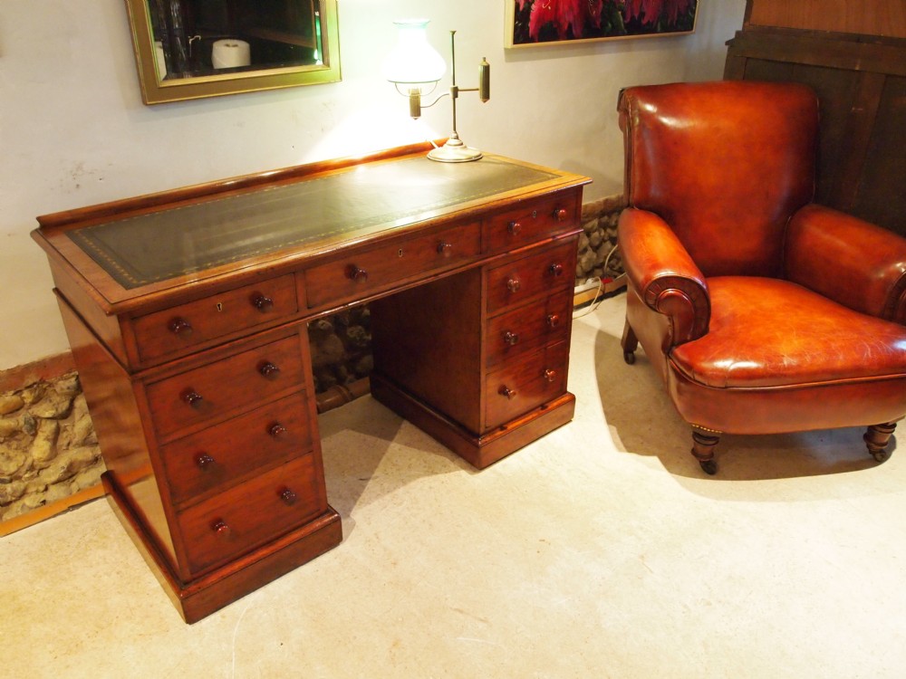 Desk Victorian Plum pudding Mahogany fine quality Heal and Son London c1880