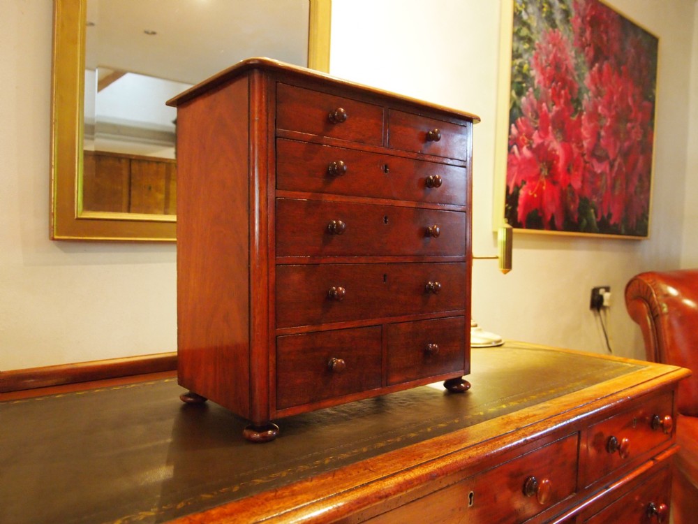 Chest of drawers Victorian Mahogany apprentice miniature jewellery box c1880