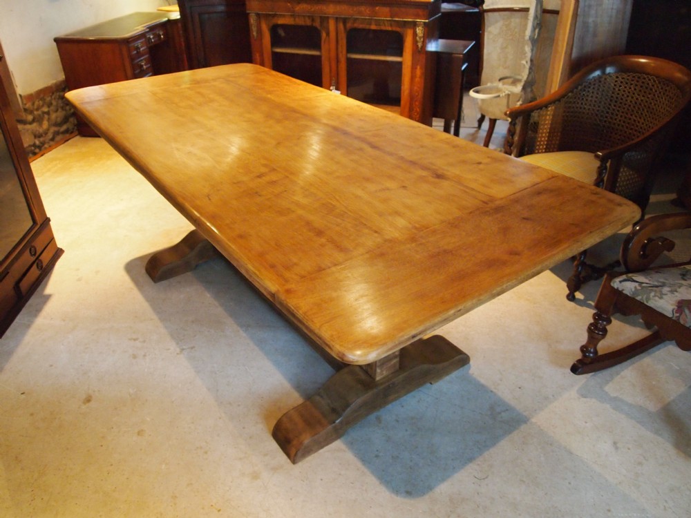 Table Edwardian farmhouse kitchen refectory dining table Oak c1900 seats 8