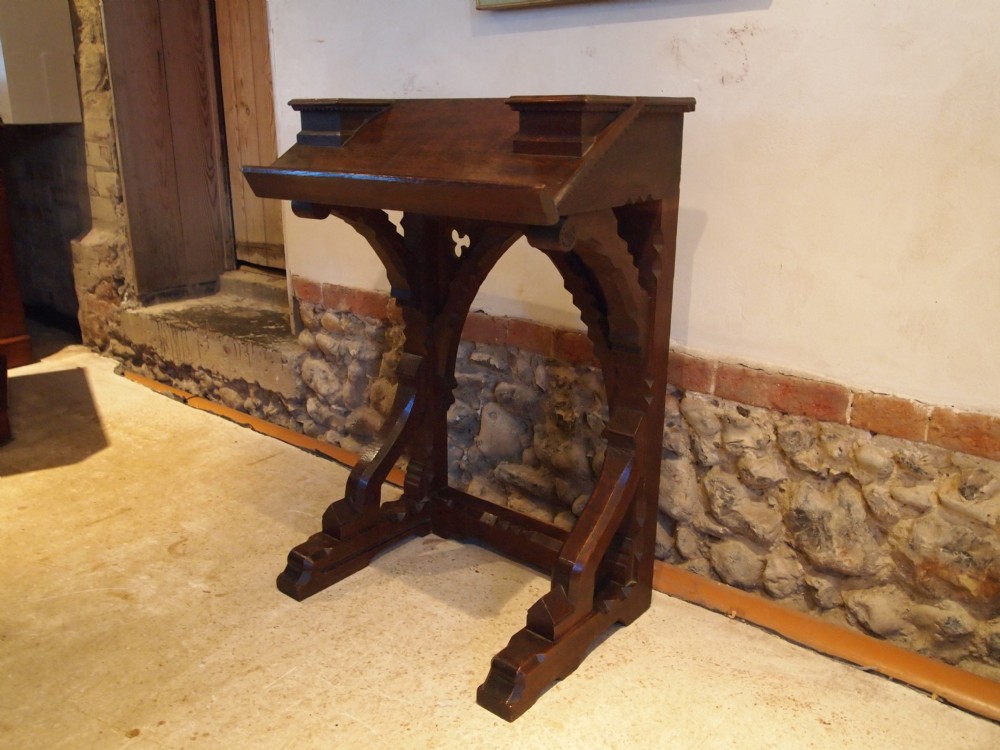Table Lectern hall side table Victorian Arts and Crafts Gothic Oak c1870