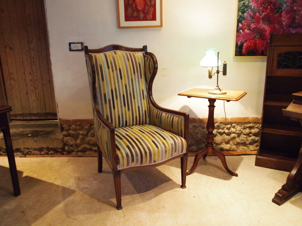 Chair Armchair Fine Victorian Mahogany Sanderson fabric c1890