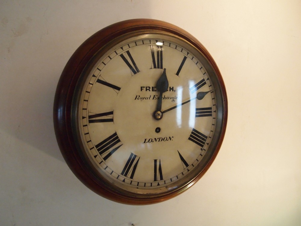 Clock fine English Mahogany signed movement fusee clock French London c1890