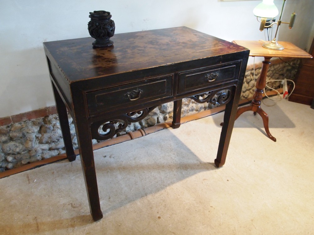 Table hall side lamp table Chinese original 19th Century Elm c1870