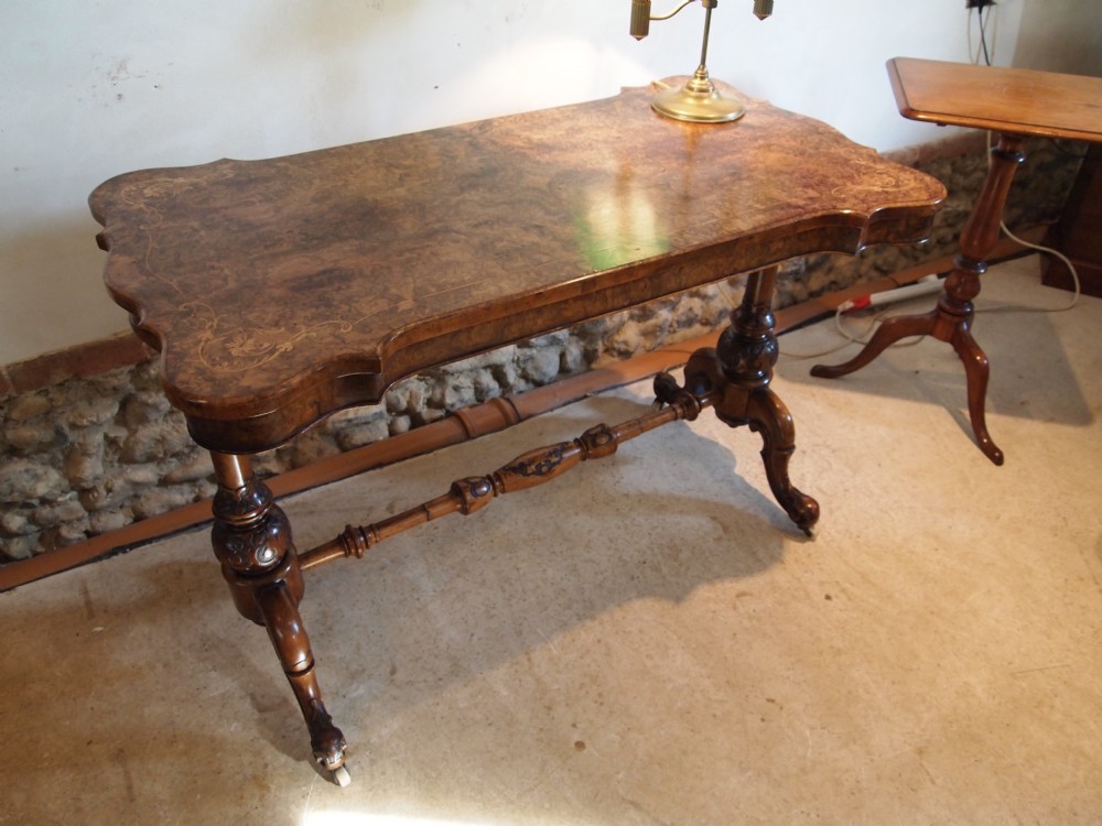 Table hall side sofa centre table Victorian solid and burr Walnut inlaid c1860