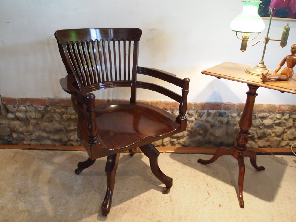 Chair Victorian Walnut swivel desk chair fine quality c1870