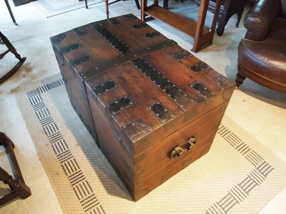 Chest coffer coffee table George III Oak Colonel Parkinson Lamberts London c1810
