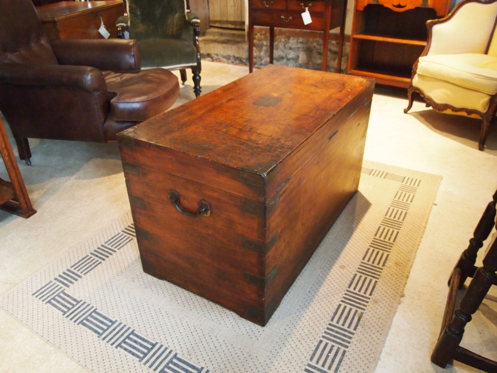 Chest campaign military trunk Victorian Camphor wood fitted interior c1860