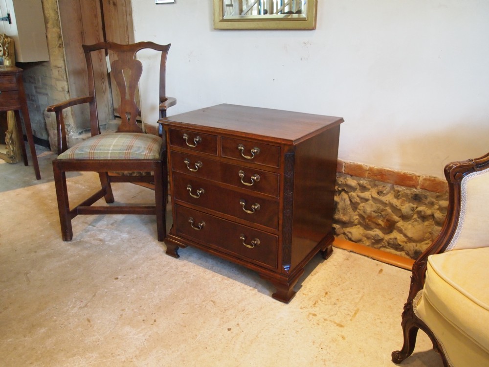 Chest of drawers Edwardian Mahogany Chippendale revival small size c1910 