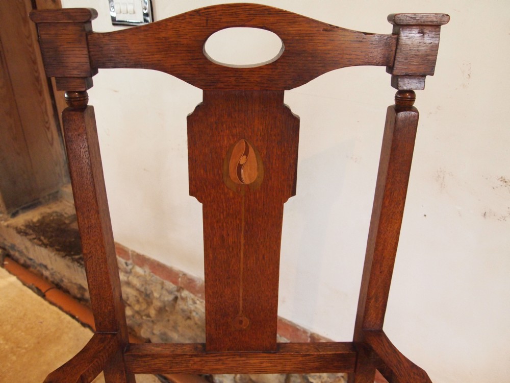 Armchair Arts and Crafts Oak and rush seat c1900