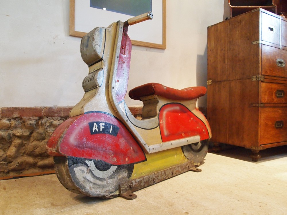 Fairground rare 1950's scooter carousel motorbike Brighton pier wooden 