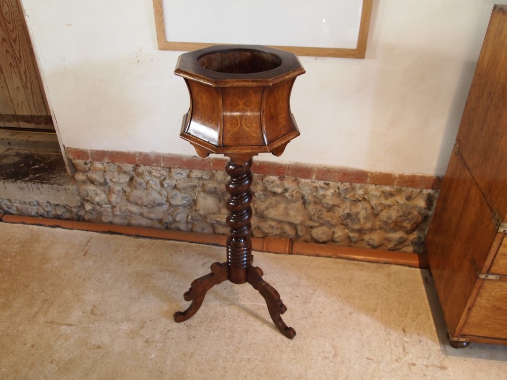 Jardinere stand Victorian period inlaid Oak Dutch c1880