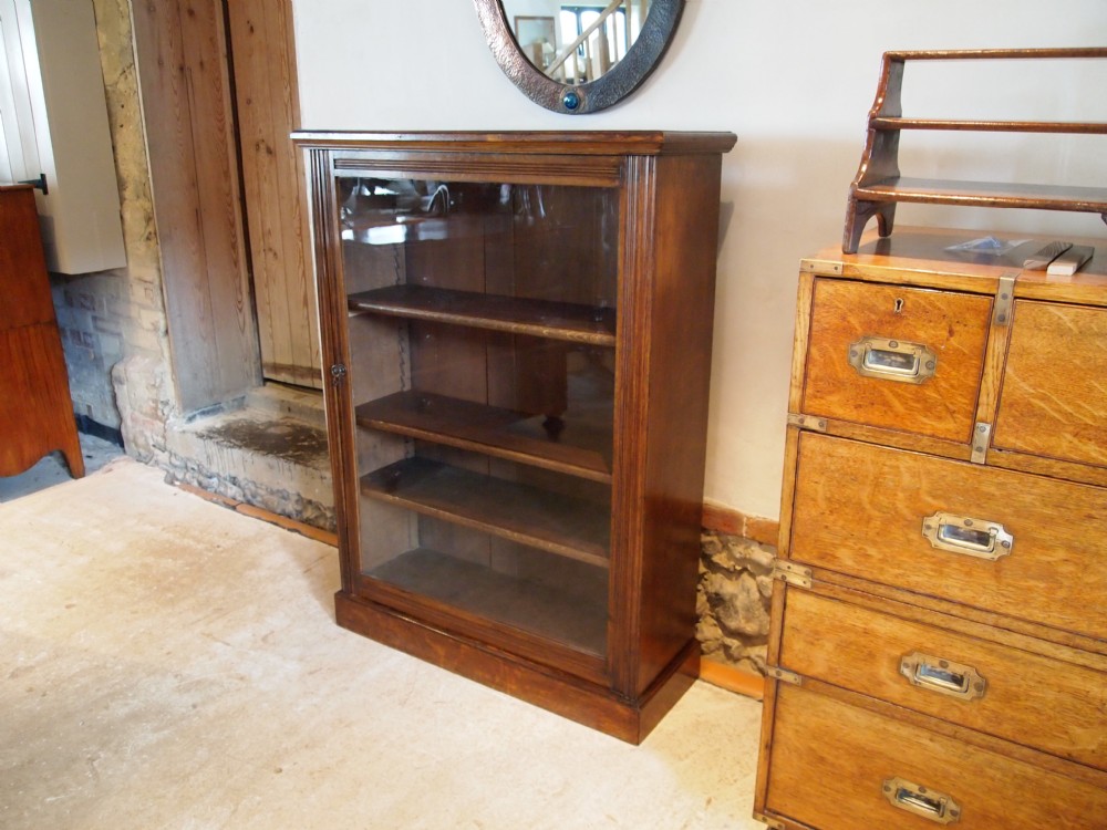 Bookcase display case Victorian Oak and glazed adjustable shelves c1890
