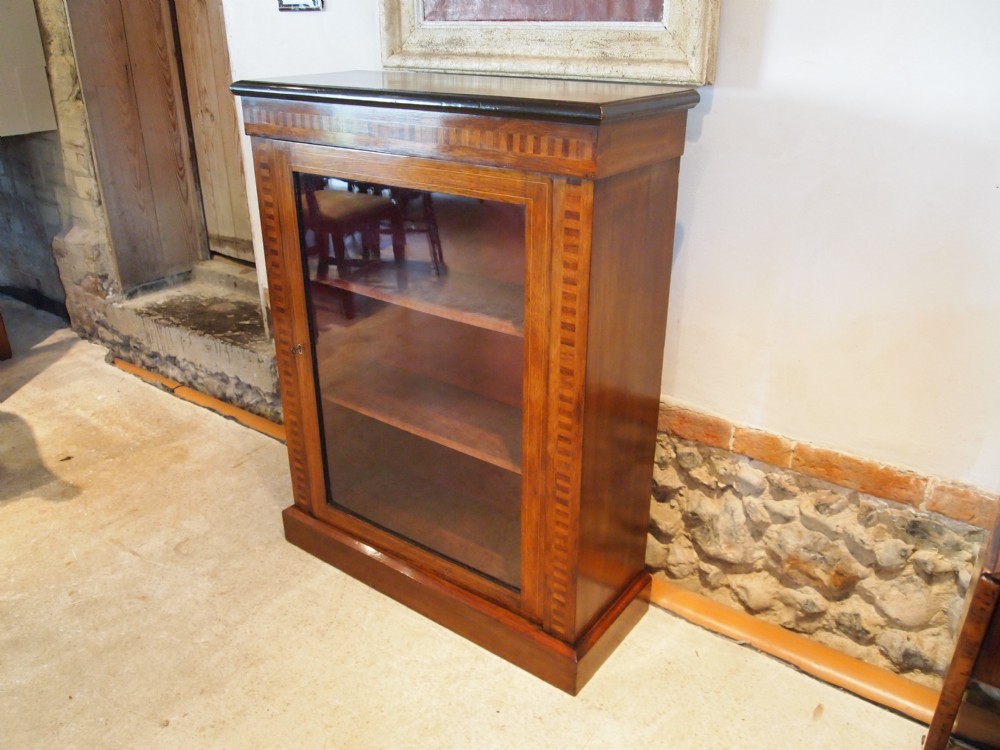 Cabinet bookcase display Victorian Walnut and inlaid pier cabinet c1880