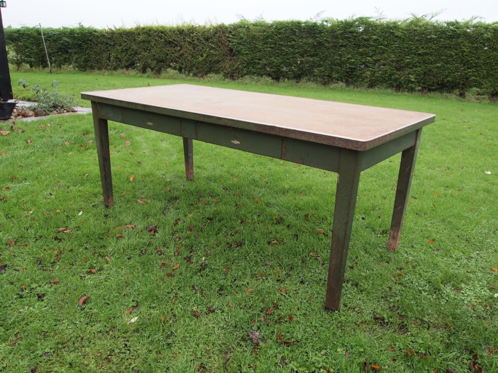 Table Art Metal London steel desk or dining table industrial c1930