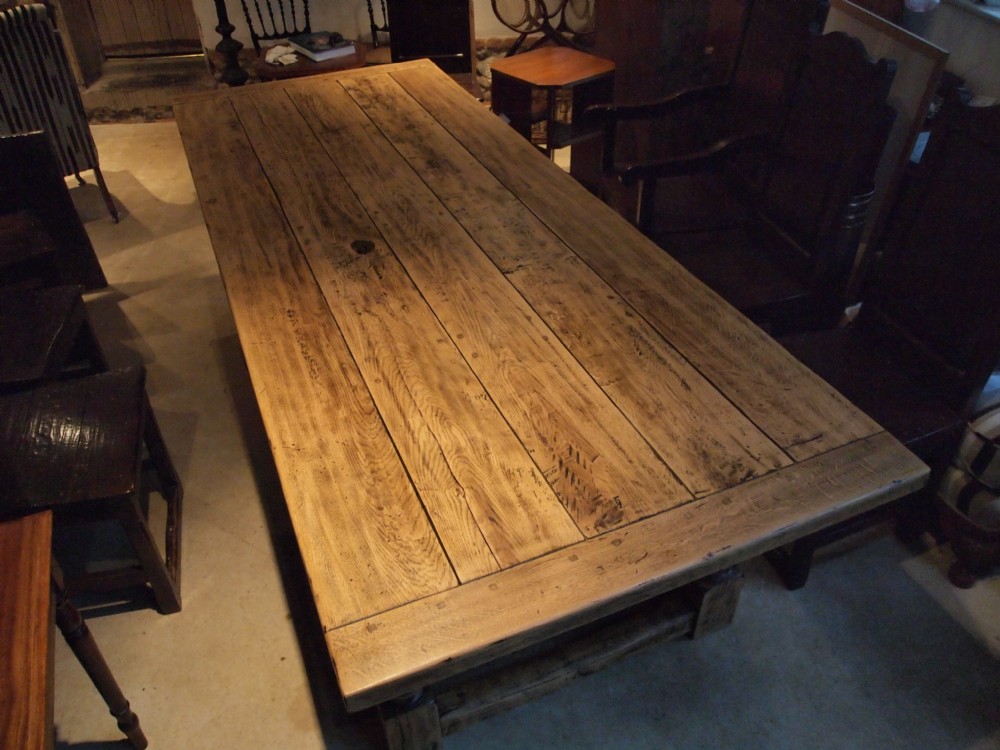 Table solid Oak refectory dining table 17th century style c1920