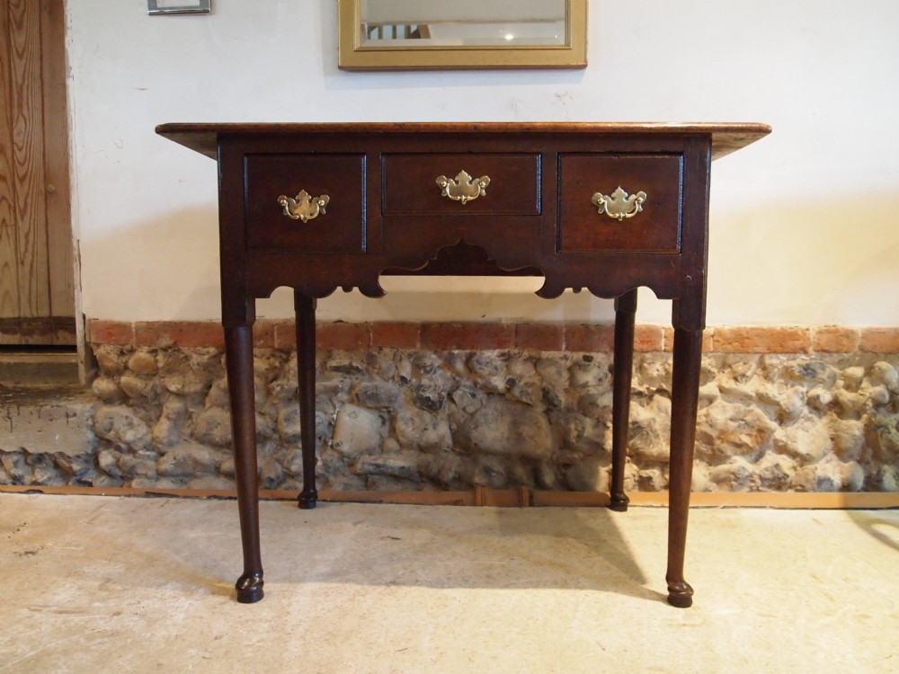 Lowboy table George II Oak original handles console hall c1740