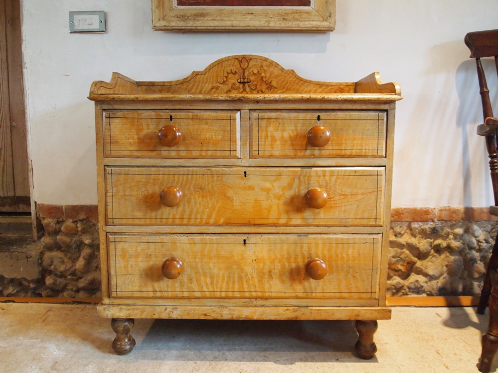 Chest of drawers rare original paint Victorian Pine c1840