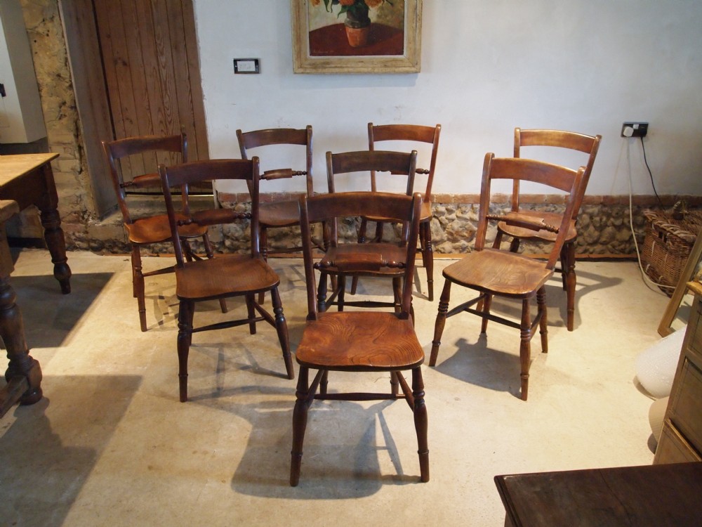 Chairs eight Victorian Windsor East Anglian knifeback chairs Beech and Elm c1870