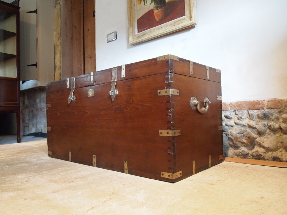 Chest trunk coffer coffee table Military Victorian Teak c1870