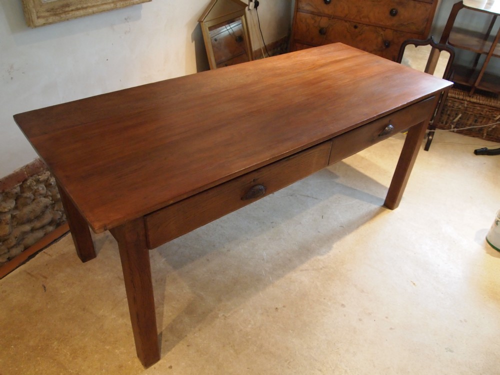 Table Oak refectory school dining table c1900