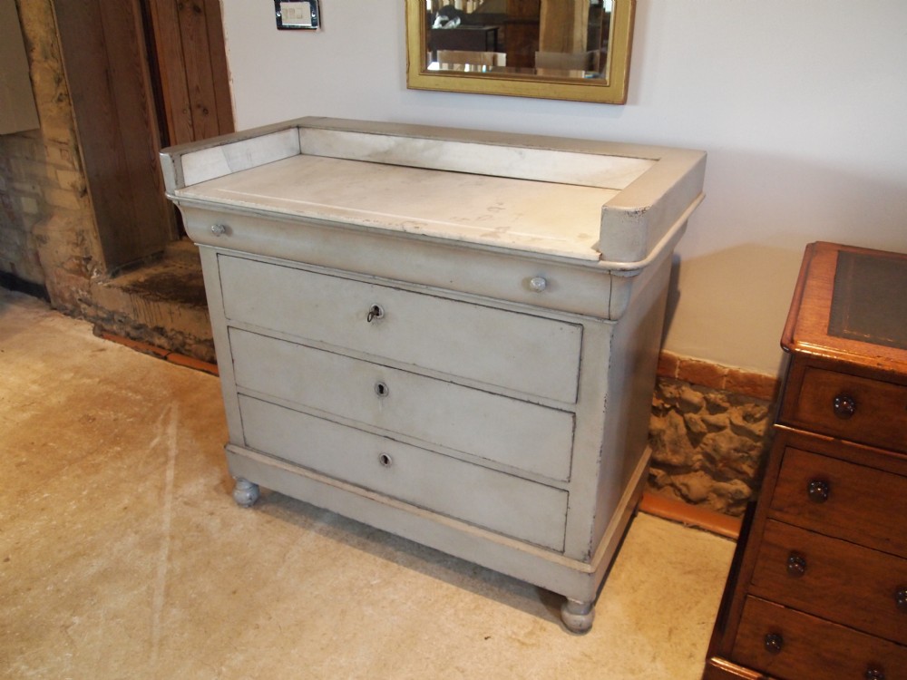 Chest of drawers French Oak painted Marble top c1850