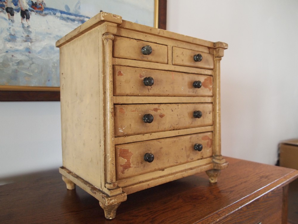 Chest of drawers rare miniature apprentice chest original paint c1830