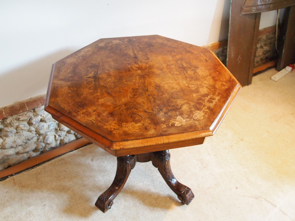 Table Victorian Walnut inlaid side lamp centre table c1880