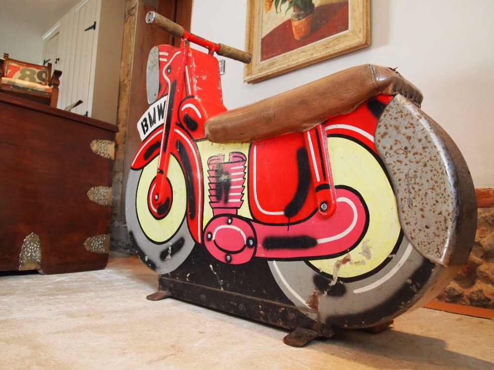 Fairground ride motorbike wooden c1950's
