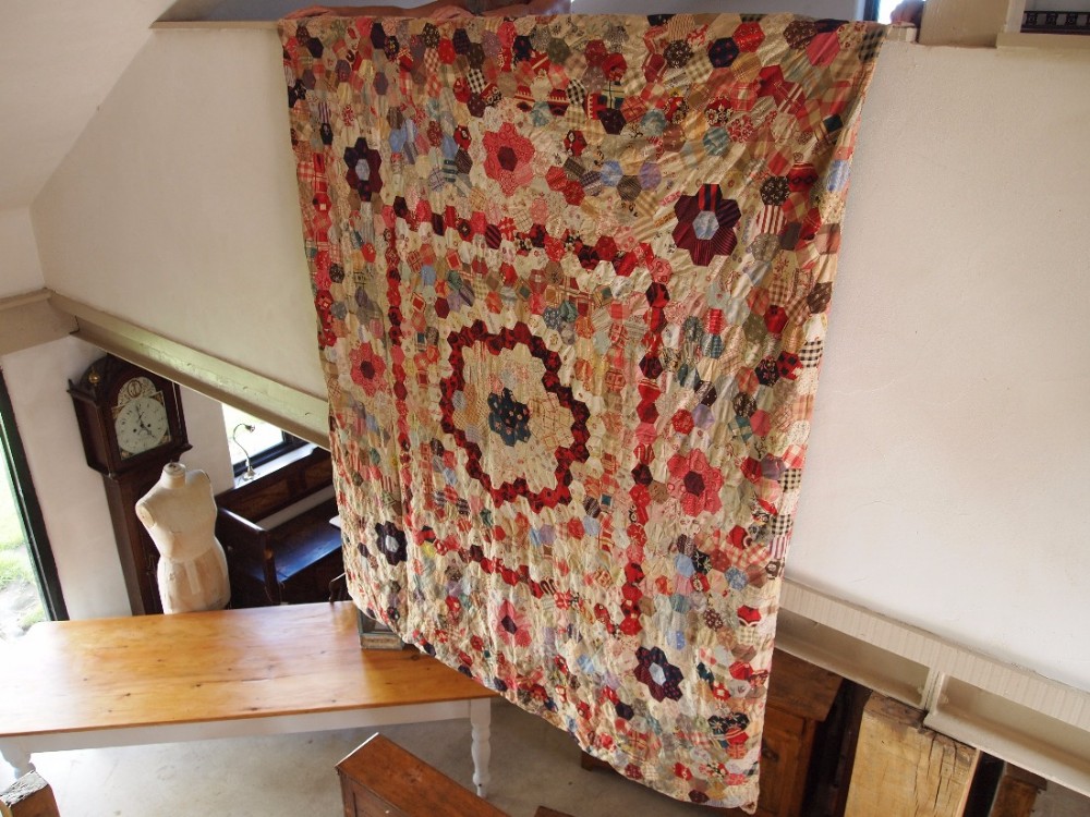 Quilt Victorian patchwork Durham quilt c1880