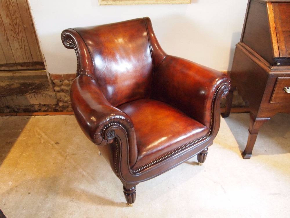 Chair fine William IV Chestnut leather armchair c1830