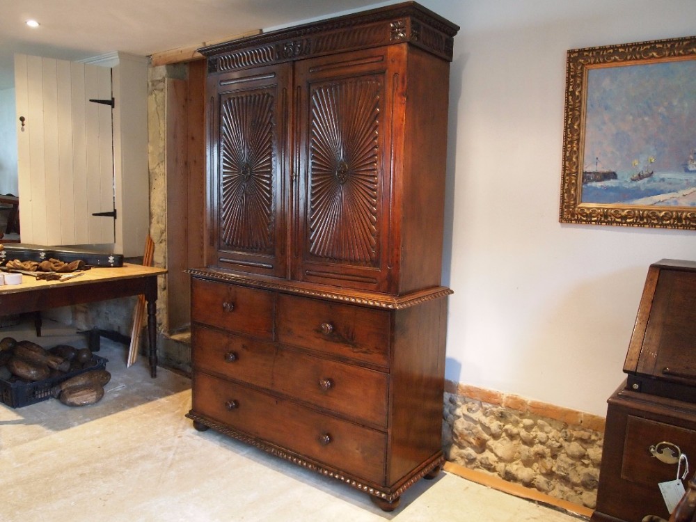 Chest of drawers linen press stunning colonial Teak c1840
