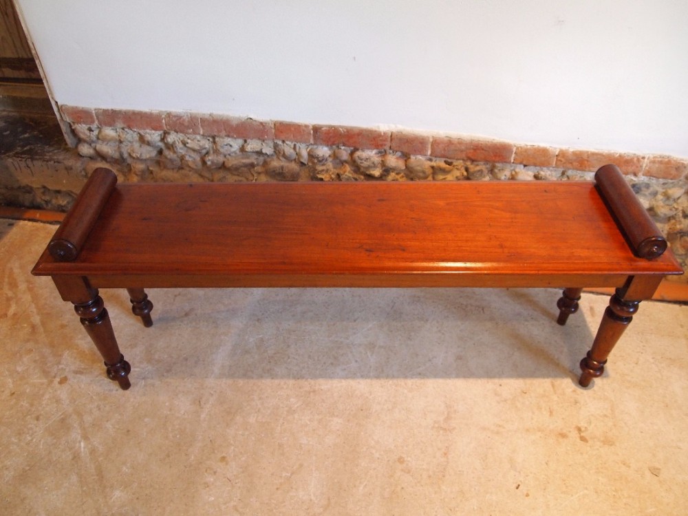 Settle bench Victorian Mahogany window seat c1860