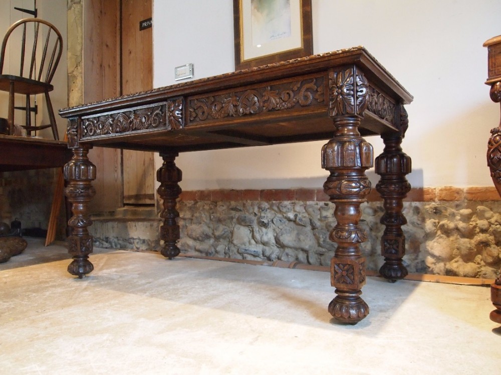 Desk Victorian carved Oak Edwards and Roberts c1880