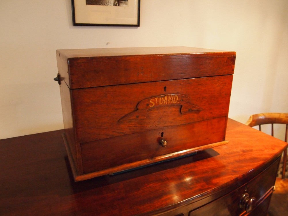 Apothecary chest Victorian Mahogany later used on St David ship WW1 c1880