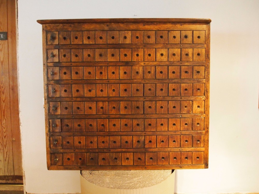 Chest of drawers railway GER luggage tickets Broxbourne Oak c1890