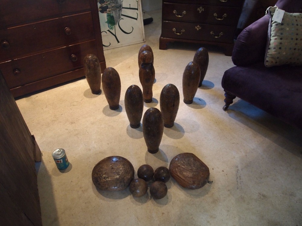 Skittles Victorian Elm and Iron pub skittles c1850