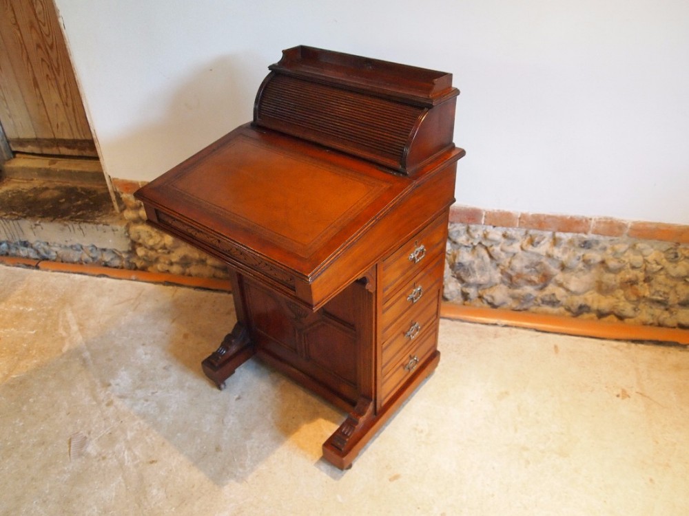 Davenport desk Arts and Crafts Walnut bureau c1880