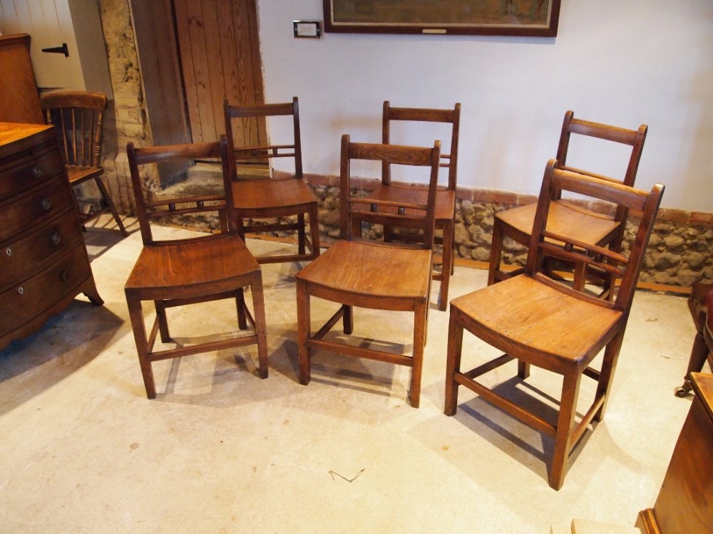 Chairs a rare set of six George III Elm East Anglian Ball back Windsors c1800