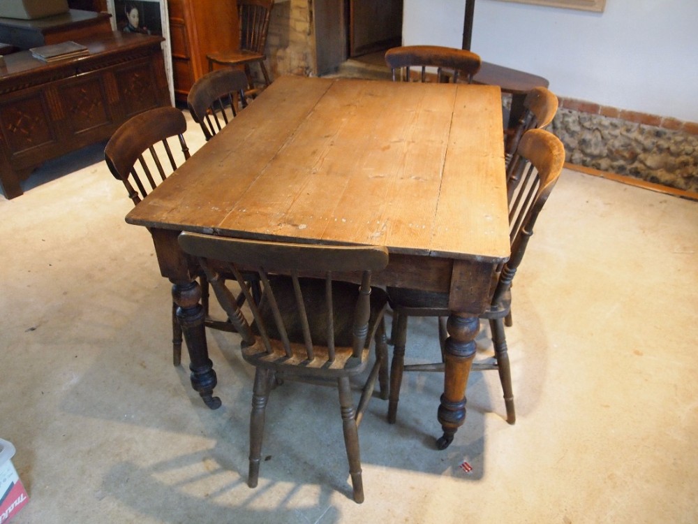Table Victorian Pine scrub top dining table c1880