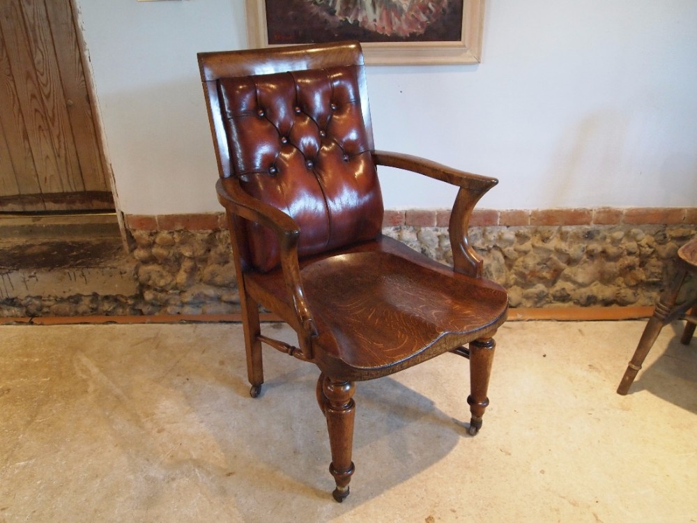 Chair stunning Victorian Oak desk or library chair c1850