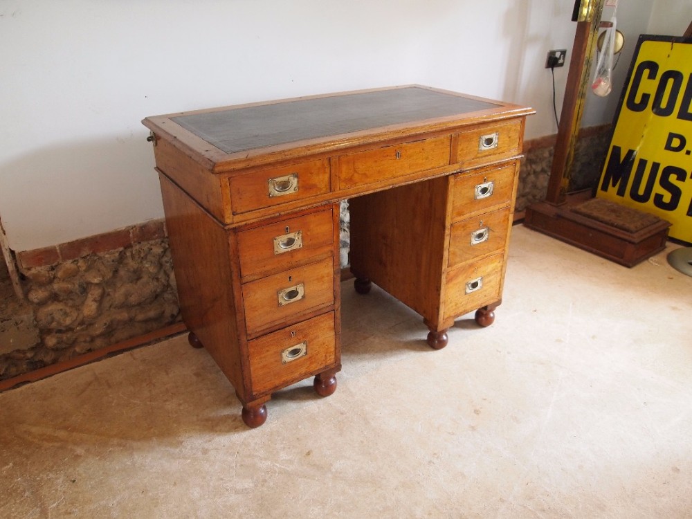 Desk rare Military Naval campaign Victorian Mahogany c1870