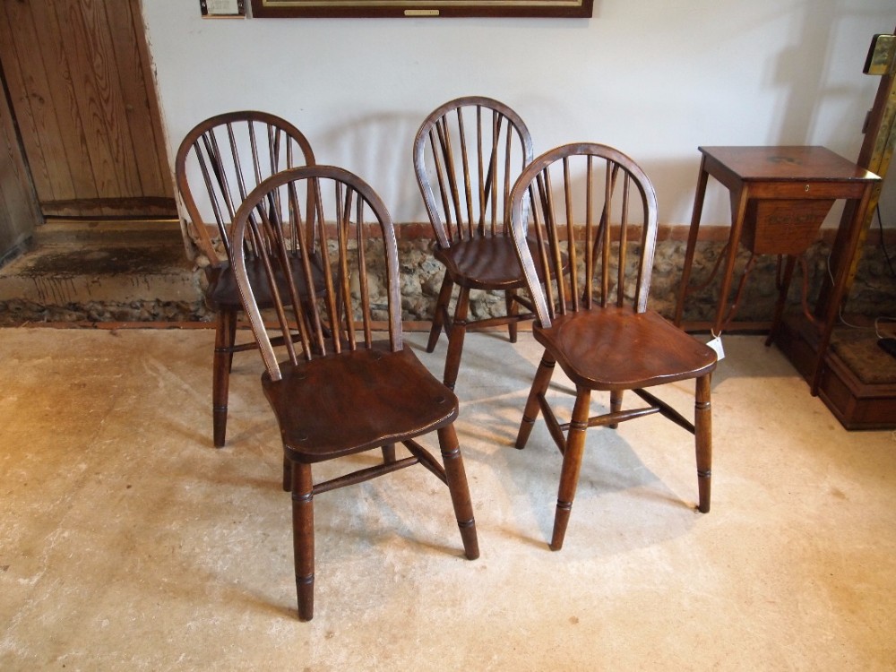 Chairs set of four Victorian Windsor kitchen dining chairs c1890